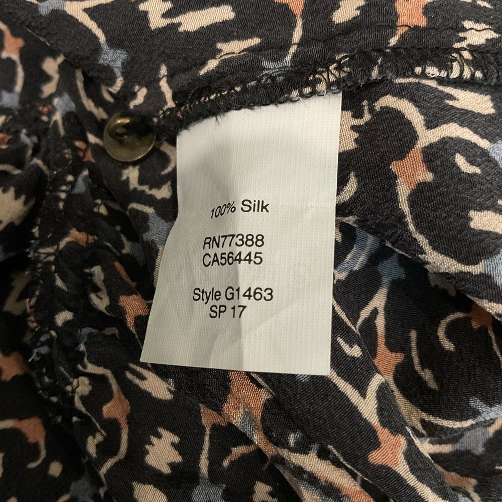 Madewell Silk Peplum Blouse Boho Print Long Sleeve XXS - Picture 6 of 6